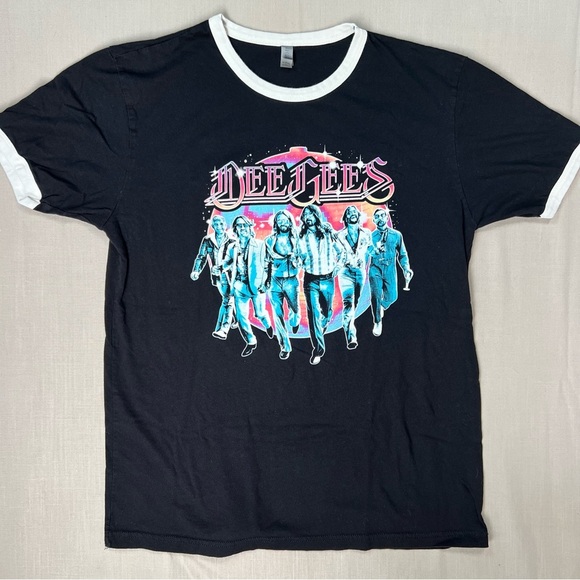 Foo Fighters Dee Gees Hail Satin Black Ringer Style T Shirt Mens Large - Picture 1 of 7